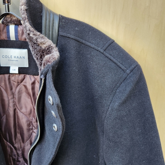 NWT Cole Haan Signature Men's Wool Plush Car Coat - Size Large - Picture 5 of 14